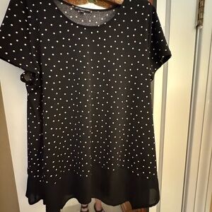 Adrianna Papell Black and White Polka Dot Blouse